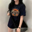 Áo thun in họa tiết cổ điển Mỹ dành cho nữ xe máy dáng rộng phù hợp