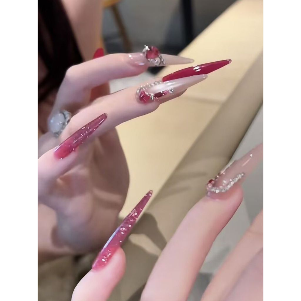 Gai Hoa Hồng Handmade Mặc Móng Tay Pure Desire Hoa Hồng Rồng Màu Trái Cây Cao Cấp Tính Khí Làm Trắng Móng Tay Miếng Dán