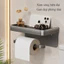 Hộp đựng giấy vệ sinh hợp kim nhôm gắn tường không cần khoan, chống ẩm chống gỉ, kệ 2 tầng cho phòng tắm