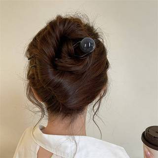 HWETR Vintage Đơn Giản Đính Hạt Hình Chữ U Kẹp Tóc Nữ Mùa Hè Đá Cẩm Thạch Đầu Đĩa Phụ Kiện Tóc