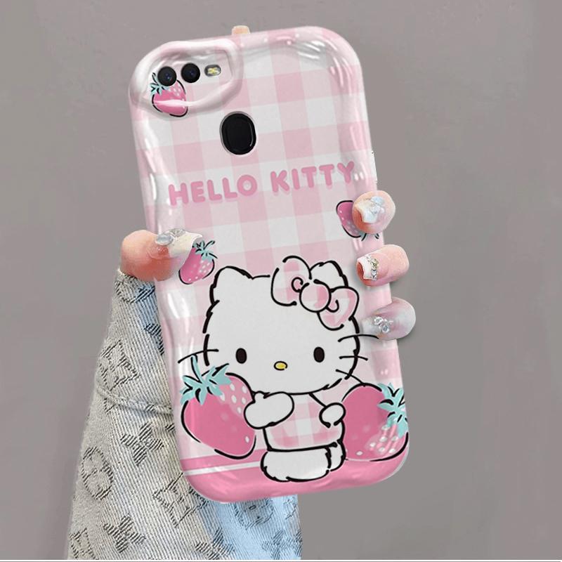 Ốp Silicon Hoạt Hình Cho OPPO A5S A7 A12 F9 F9 Pro 3D Phụ Kiện Vỏ Điện Thoại Mềm TPU Kitty Sinh Viên Ốp Lưng Chống Sốc