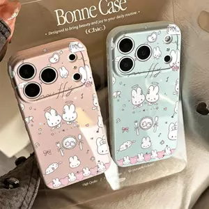 Ốp lưng iPhone 16/15 Pro thỏ xinh toàn thân, vỏ mềm dễ thương, chống va đập tốt cho máy