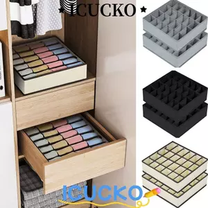 ICUCKO Đồ Lót Sắp Xếp Lưu Trữ, Hộp Bảo Quản Tất Dung Tích Lớn Có Thể Gập Lại, Ngăn 24 Lưới Ngăn Kéo Đa Năng Sắp Xếp Quần Áo