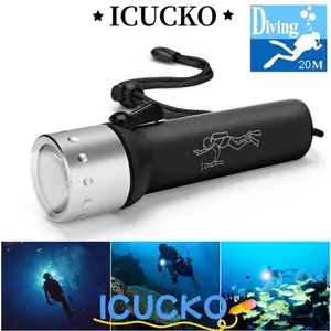 Đèn pin lặn dưới nước ICUCKO chuyên nghiệp với phụ kiện lặn LED dây tay
