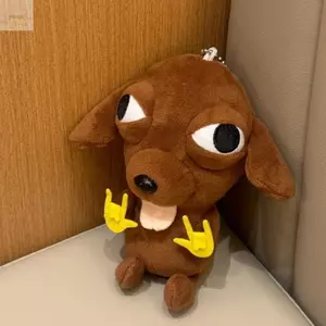 Mặt dây chuyền sang trọng AWNGD Chihuahua, Móc khóa động vật nhồi bông Hip Hop mềm mại, dễ thương với chuỗi hạt 10cm treo túi trang trí quyến rũ