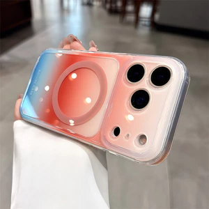 Ốp điện thoại từ tính gradient màu thời trang cho iPhone 17 Pro Max 14 15 16 pro max Bảo vệ ống kính chống rơi Vỏ cứng bảo vệ điện thoại