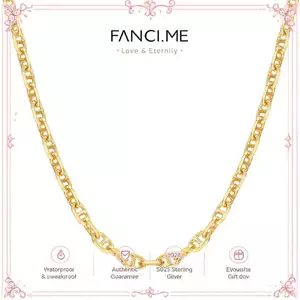FANCIME "Sunlit Grace" Vòng cổ chuỗi bạc Sterling liên kết vuông cổ điển