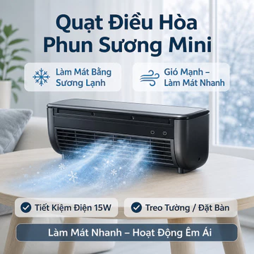 Quạt Điều Hòa Mini Quạt Phun Sương Mini Quạt Làm Mát Không Khí Quạt Điều Hòa Để Bàn Tiết Kiệm Điện Cho Phòng Ngủ Văn Phò