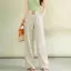 Quần vải lanh giả lụa băng mùa hè Quần ống thẳng kiểu dáng mỏng phù hợp cho mọi trận đấu eo cao dáng rộng dáng rộng thường ngày