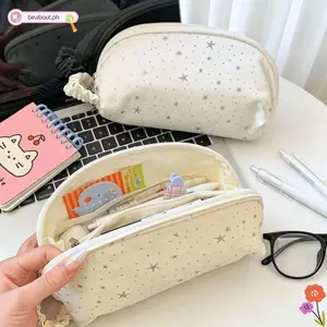 Bút chì BEABOUT, Túi đựng bút hình vỏ chấm bi hình ngôi sao, Túi đựng bút chì nhiều lớp dung tích lớn đơn giản