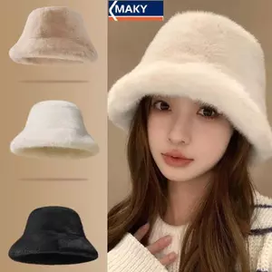 MAKY Mùa Đông Chống Gió Ấm Áp Thời Trang Nữ Màu Trơn Sang Trọng Mũ Buet Mũ Lông Tơ Người Cá Mũ Bảo Vệ Tai Mũ Panama Mũ VN