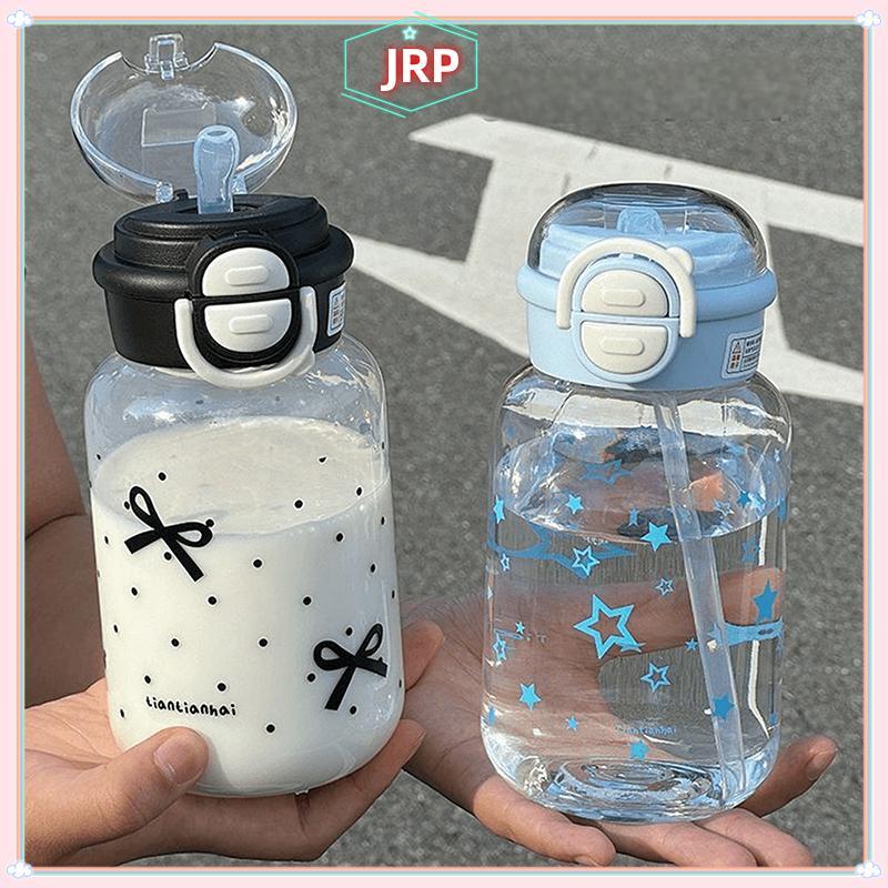 JRP Bình Nước Dễ Thương Có Ống Hút Nhựa Di Động Bật Lên Nắp Cốc Nước Cho Trẻ Em Kawaii Chai Nước Chống Rò Rỉ Bình Uống Dễ Thương JRP