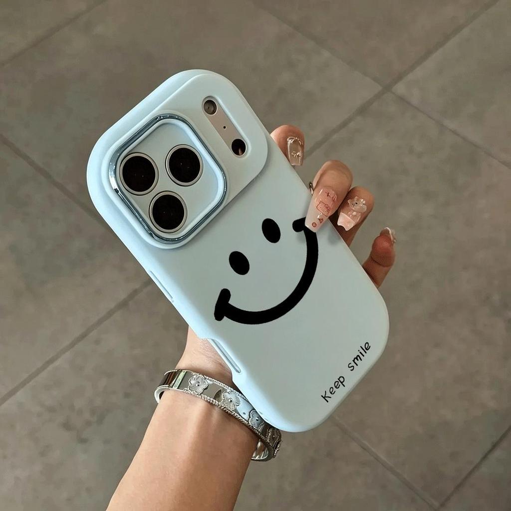 Casing Senyuman Minimalis Untuk iPhone 17/16/15/14/13/12/11 Pro Max Anti Gegaran