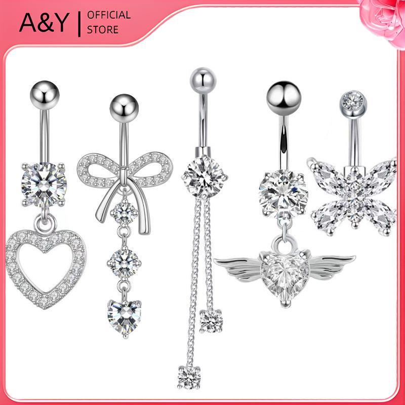 A & Y Giả Bụng Nhẫn Không Xuyên Rốn Bụng Nút Pha Lê Sụn Kẹp Trên Bông Tai Phụ Kiện Trang Sức Cơ Thể.