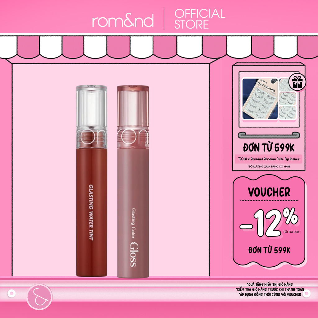 [Rom&nd x KOL] Combo Son Tint Glasting Water Tint  + Son Bóng Romand Glasting Color Gloss