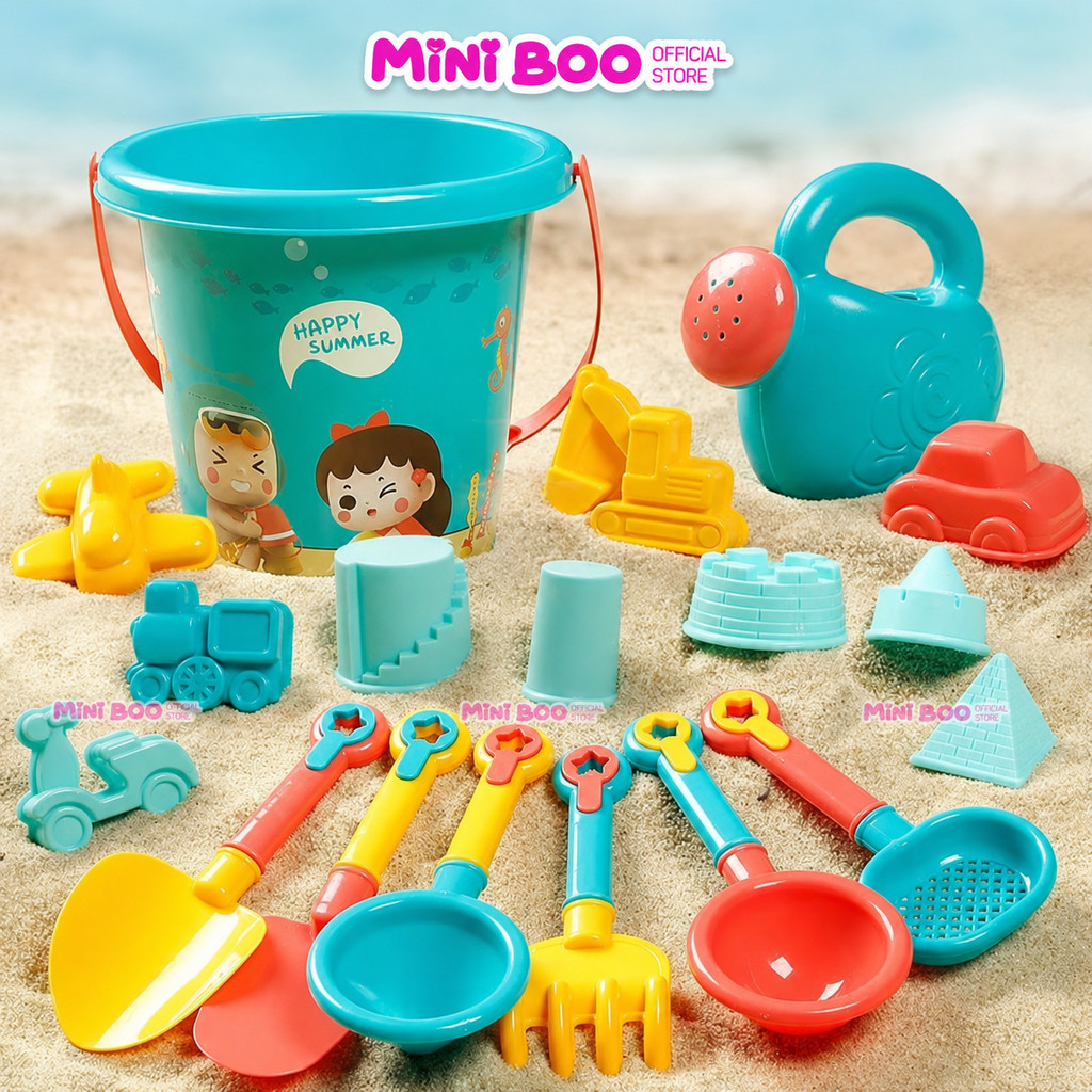 Bộ đồ chơi xúc cát đi biển Little Boo – Nhiều chi tiết kèm xô, xẻng, khuôn đúc cho bé trai, bé gái