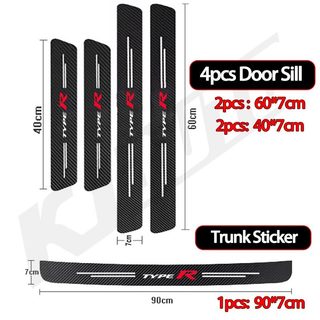 Honda Type R Cửa Ô Tô Tấm Bảo Vệ Chống Trầy Xước Cửa Ngưỡng Thảm Scuff Tấm Tự Động Bàn Đạp Cửa Bảo Vệ Miếng Dán Cho Thành Phố Civic HRV BRV CRV WRV Brio Fit Vezel Jazz Accord RS