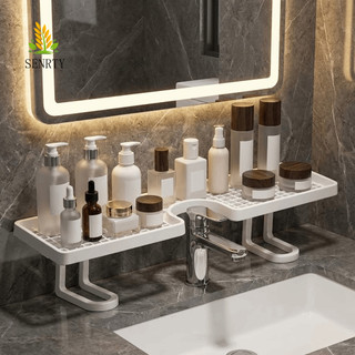 Giá để đồ phòng tắm SENRTY, Kệ lưu trữ vòi không cần khoan bằng nhựa, Thoát nước nhanh đa năng Kệ bồn rửa phòng tắm đơn giản