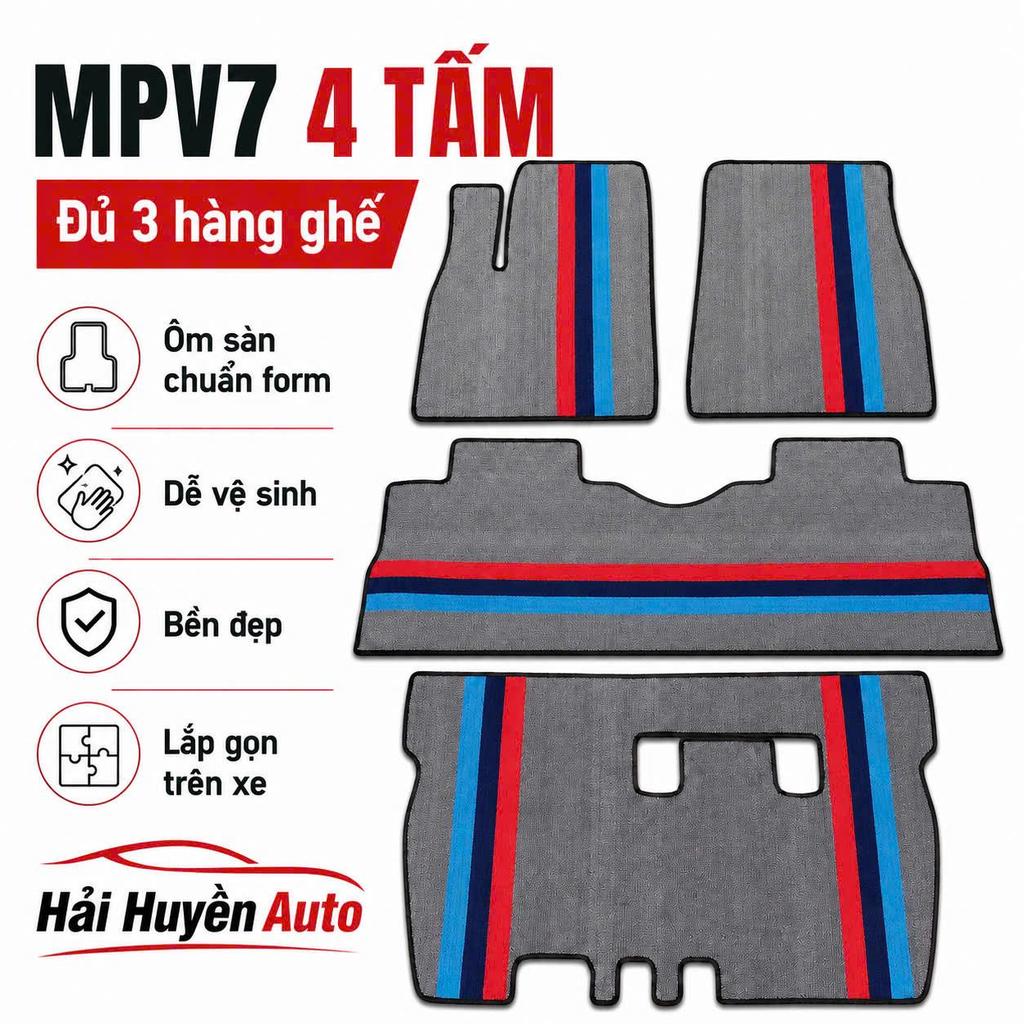 [ MPV7 ] Thảm cước lót sàn xe ô tô Vinfast MPV7 may sẵn bo viền theo form xe có khuy bấm, chống trơn trượt