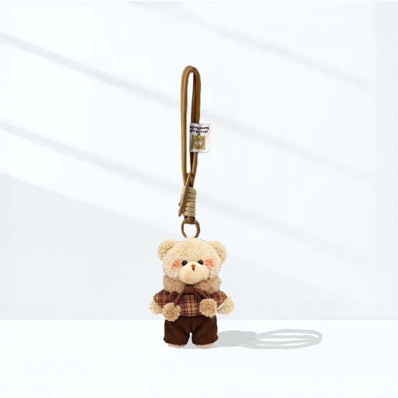Mặt dây chuyền Mặt dây chuyền túi búp bê sang trọng dễ thương,Móc khóa, charm treo túi xách,Đồ chơi nhồi bông hình gấu