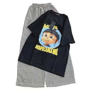 Sét bộ quần dài đũi xốp kẻ vằn dáng dài + mix áo phông ANNNES form rộng unisex thanh lịch-thoitrangthubio