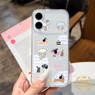 Tương thích cho iPhone 15 17 16 13 14 11 12 Pro Max 14 Plus Full Màn Hình Chấm Bi Hoạt Hình Chó Corning Case