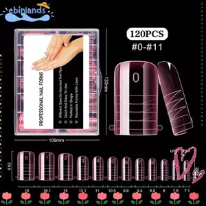EBINLANDS 120 Khuôn Làm Móng Ngón Chân, Acrylic Full Cover Đầu Giả, Dạng Kép Poly Nail Gel Khuôn Để Nối Dài