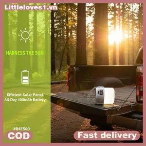 Littleloves1 Bóng Đèn LED Năng Lượng Mặt Trời USB Sạc 1 Đèn Lồng Khẩn Cấp Di Động Có Đèn Pin Cho Cắm Trại Ngoài Trời Chiếu Sáng Nhà VN