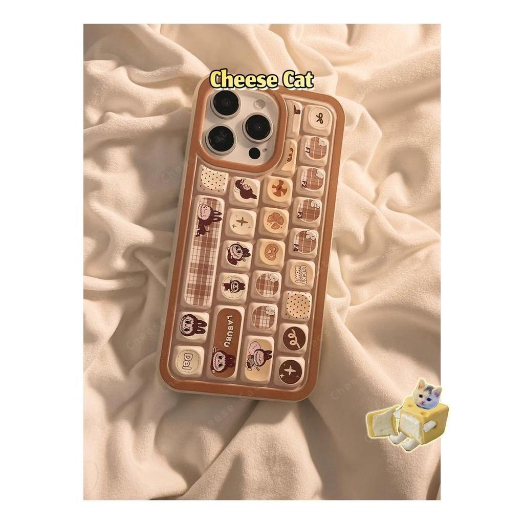 Ốp điện thoại bàn phím 3D Monster Labub cho iPhone 11 14 13 15 12 16 17 Pro Max Ốp điện thoại giảm căng thẳng
