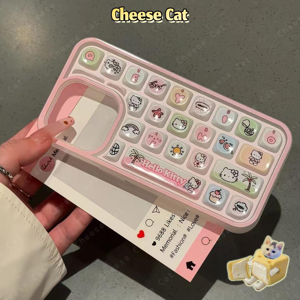 Ốp Lưng iPhone Hoạt Hình Kỳ Nghỉ Kitty Cho iPhone 11 14 13 15 12 16 17 Pro Max Vỏ Bàn Phím Sáng Tạo