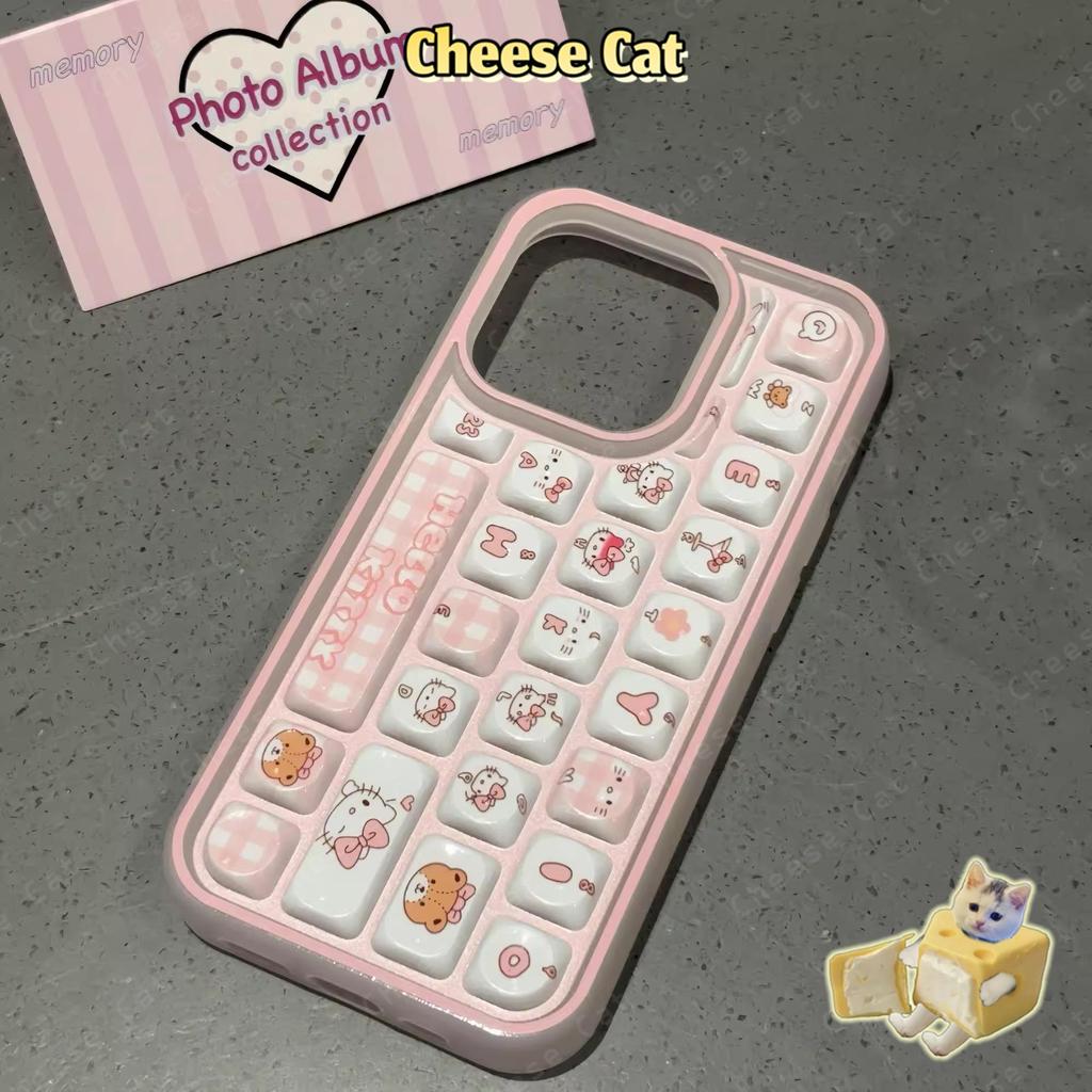 cho Chan Shin Ốp lưng iPhone hoạt hình dễ thương Kitty cho iPhone 11 14 13 15 12 16 17 Pro Max Ốp bàn phím sáng tạo