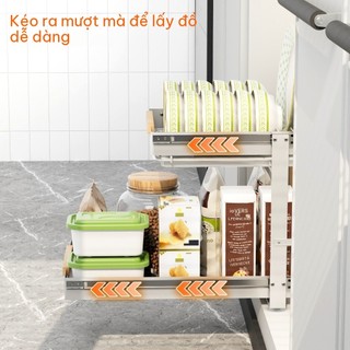 Kệ bát kéo ra dưới bồn rửa bát tủ bếp, giá đỡ dụng cụ bếp lưu trữ kéo trượt đa năng kệ để bát đĩa dụng cụ nhà bếp