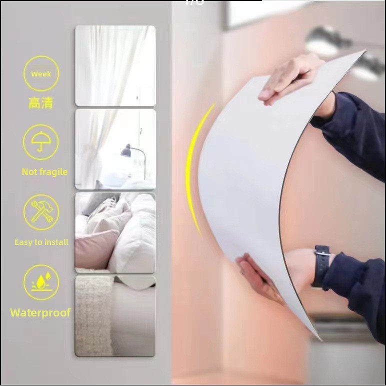 Gương Độ Nét Cao Tự Dính Full-Body Gương Dày Chống Thấm Nước Phòng Tắm Ký Túc Xá Trang Điểm Gương Miếng Dán Không Cần Đục Lỗ Acrylic Gương Mềm