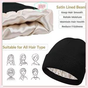 JRP 2025 Chất Lượng Cao Còng Thi Lụa Satin Lót Beanie Tùy Chỉnh nk Beanie Slouchy Mũ Mùa Đông Dệt Kim Beanie Có Lớp Lót Satin JRP