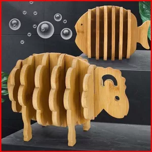 ST2 Động Vật Hình Bàn Coaster Bộ Có Thể Gập Lại Voi Cừu Cá Thảm Cách Nhiệt Trang Trí Nhà Bếp TS2