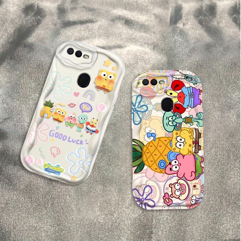 Thích hợp cho OPPO A5S A7 A12 F9 F9 Pro Phụ kiện 3D TPU mềm SpongeBob SquarePants Vỏ điện thoại chống sốc
