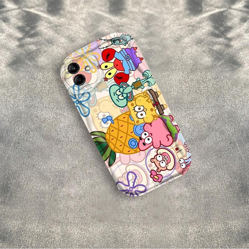Thích hợp cho Samsung A04 A05 A06 4G 5G A07 3D Thẩm mỹ TPU mềm SpongeBob SquarePants Vỏ điện thoại chống sốc