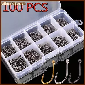 AIHOM 100 Chiếc Móc Câu Bộ Thép Carbon Đơn Vòng Tròn Câu Cá Bay Câu Cá Jip Thép Gai Cá Chép Móc Câu Chuyện Biển Phụ Kiện,