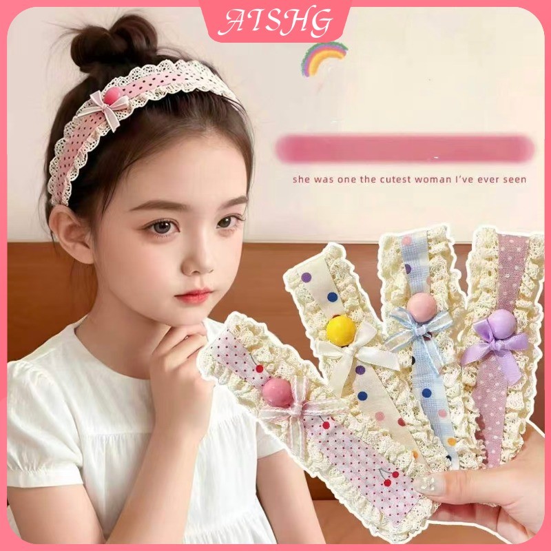 AISHG Ren Nơ Chấm Bi Rộng Đầu Thời Trang Ngọt Ngào Cố Định Tóc Velcro Phụ Kiện Tóc