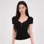 Pure Desire Style Hot Girl Áo thun ngắn tay phù hợp cho nữ mùa hè Slimer Look All-Match Design Button Top Slim
