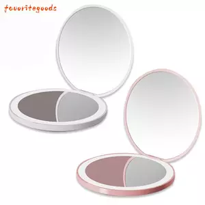 FAVORITEGOODS Gương trang điểm phát sáng Đèn Led tròn thời trang di động