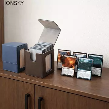 Hộp đựng thẻ bài IONSKY, Hộp sưu tập cửa sổ đóng cửa từ tính PU, Hộp son môi Chống ẩm có nắp Hộp đựng thẻ trò chơi chống bẩn Thẻ thể thao