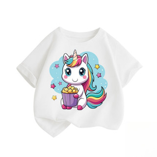 Áo thun bé gái mẫu mới Unicorn Áo phông bé gái chất cotton Mềm mịn Thoáng mát Dễ thương