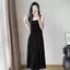 Váy dài có nút Ice Silk Sling Over-the-Knee Size lớn Phiên bản 100kg Bốn mùa đi chơi tại nhà Đầm công dụng kép