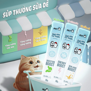 (Hộp 30 thanh) Súp thưởng cho mèo PetQ, Súp thưởng sữa dê cao cấp, Vitamin, Dầu cá, Cỏ mèo