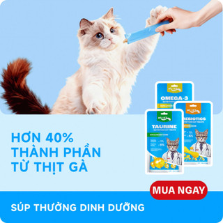 Súp Thưởng Cho Mèo MRVET Bổ Sung Omega 3, Prebiotics, Taurine Hỗ Trợ Tiêu Hóa Và Sức Khỏe Tim Mạch