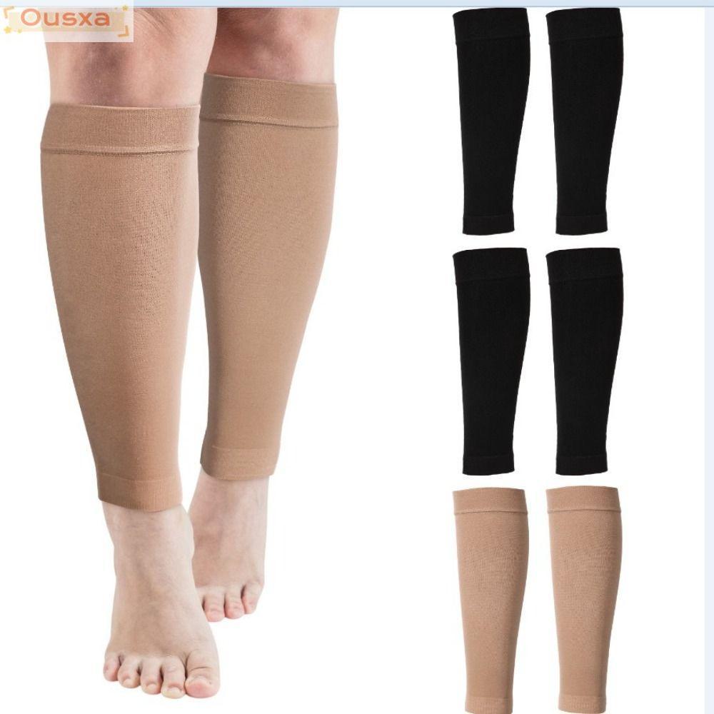 OUSXA 1 Cặp Hỗ Trợ Bắp Chân Thể Thao, Tất Nén Không Chân Nylon Co Giãn, Ngăn Ngừa Giãn Tĩnh Mạch Co Giãn Da Đen Tay Chân Nam Nữ