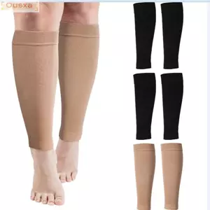 OUSXA 1 Cặp Hỗ Trợ Bắp Chân Thể Thao, Tất Nén Không Chân Nylon Co Giãn, Ngăn Ngừa Giãn Tĩnh Mạch Co Giãn Da Đen Tay Chân Nam Nữ
