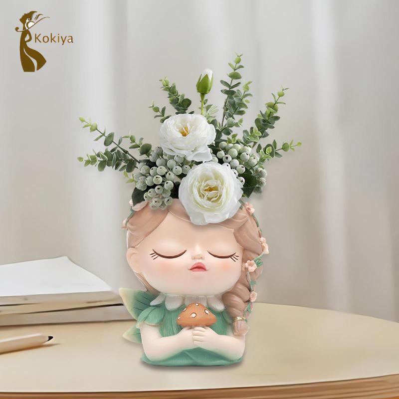 Cô Gái Đầu Trồng Nồi Tượng Cô Gái Lọ Hoa Cho Kệ Sách Để Bàn Văn Phòng