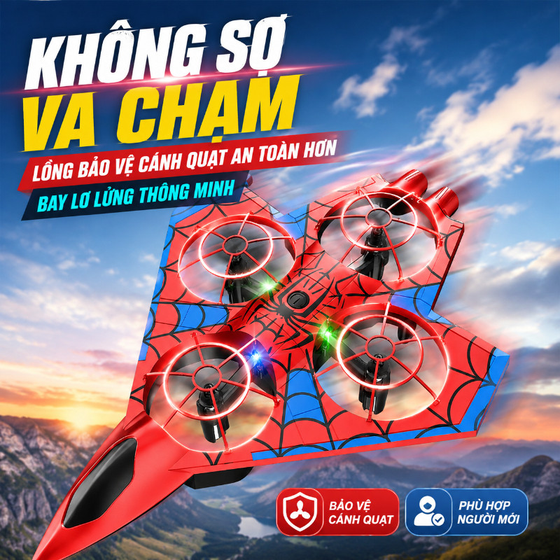 Máy Bay Điều Khiển Từ Xa Kiểu Dáng Chiến Đấu, 4 Cánh 4 Động Cơ, Dễ Sử Dụng, ,Kèm Pin